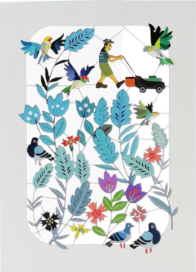 Forever Cards Karnet PM408 wycinany + koperta Ogrodnik i kwiaty