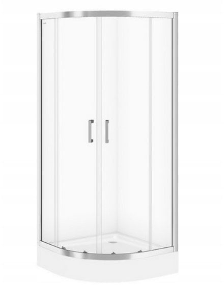 Cersanit (kabiny prysznicowe z brodzikiem) SET B161: Kabina BASIC półokrągła - (80x185), z brodzikiem TAKO - (80x16) (S601-117)