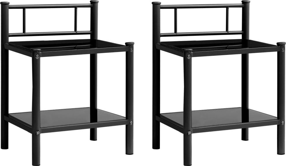 vidaXL Szafki nocne, 2 szt., czarne, metal i szkło