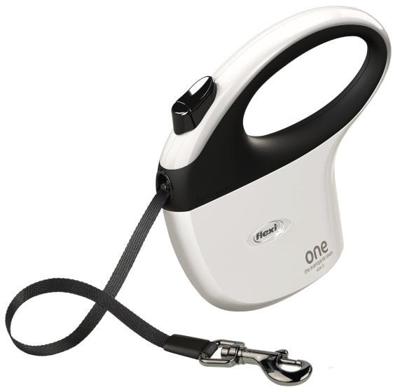 One for All, smycz automatyczna, dla psa, biało/czarna, S, 5m, taśma