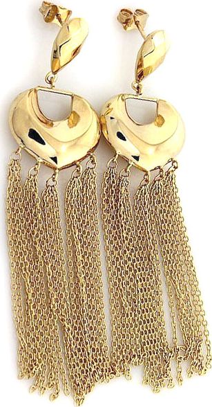 Lovrin ZŁOTE BOGATE KOLCZYKI 585 DŁUGIE ŁAŃCUSZKI PREZENT 8.39g