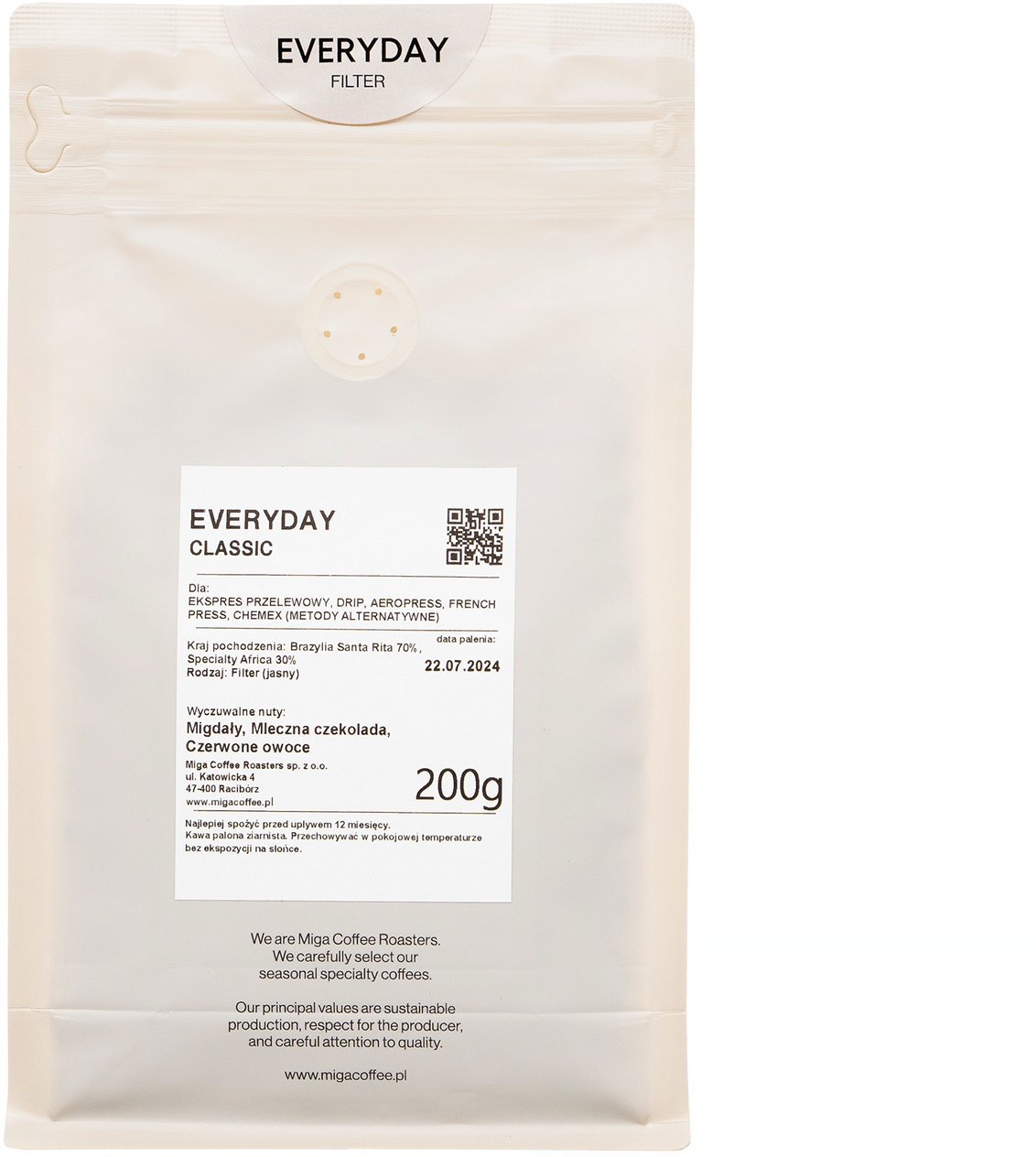 Kawa ziarnista Miga Coffee Kawa ziarnista Everyday Classic Filtr 200g