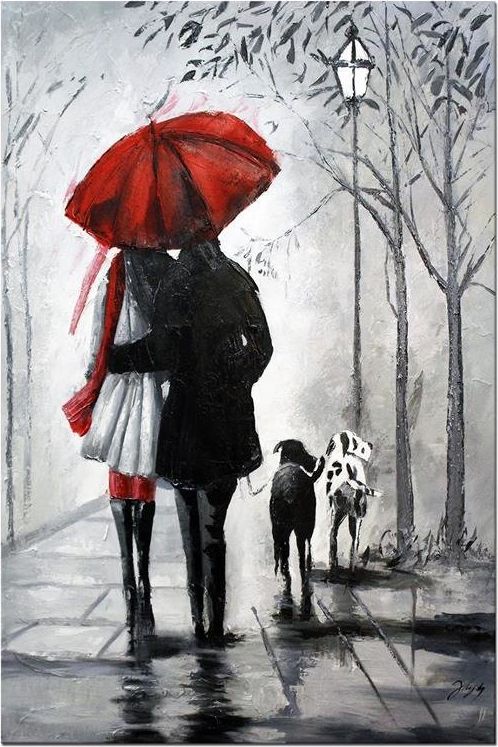 GO-BI Obraz "Spacery - pejzaz nowoczesny" ręcznie malowany 60x90cm