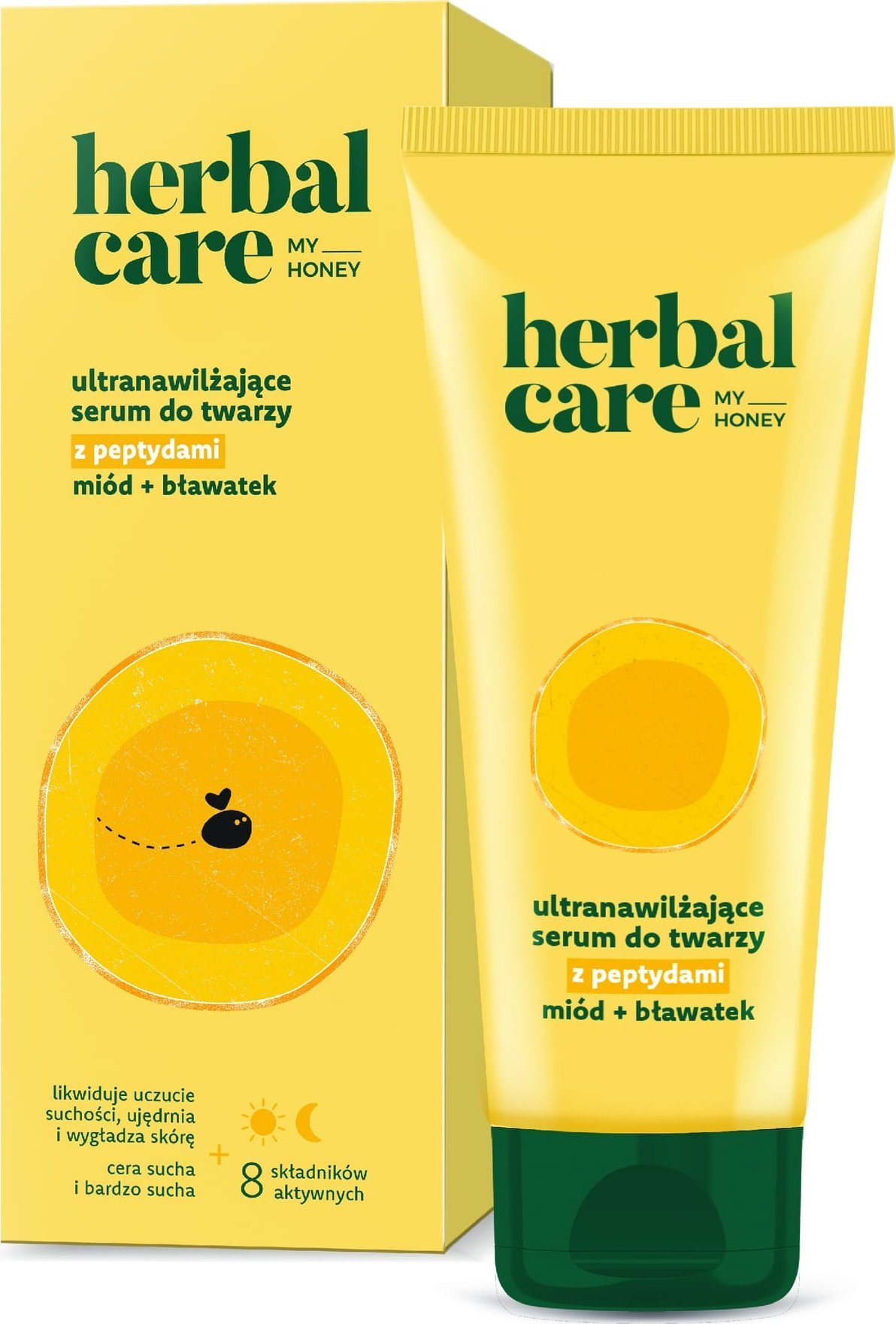 HERBAL CARE My Honey Ultranawilżające Serum do twarzy z peptydami + miód i bławatek na dzień i noc - do cery suchej i bardzo suchej 50 ml