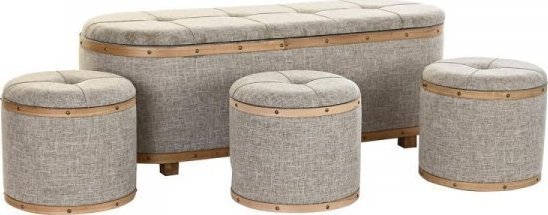 DKD Home Decor Taboret DKD Home Decor Naturalny Beżowy Drewno Poliester (120 x 44 x 43 cm)