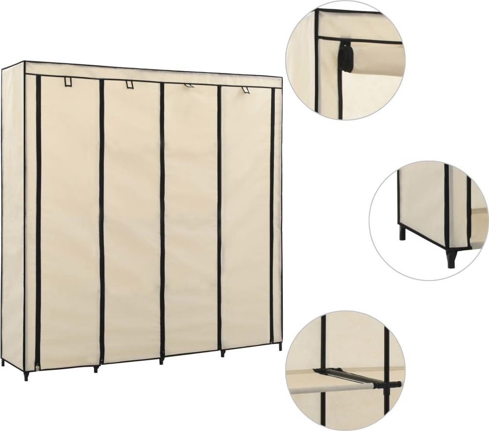 vidaXL Szafa z 4 przegrodami, kremowa, 175 x 45 x 170 cm