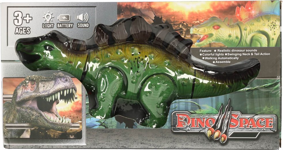 Figurka KIK Dinozaur Stegozaur zabawka interaktywna na baterie chodzi świeci ryczy