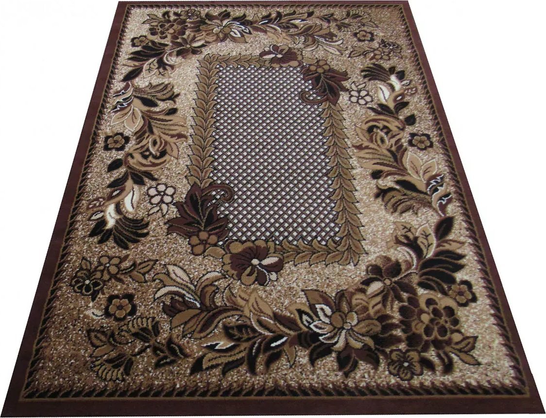 Profeos Brązowy klasyczny dywan w kwiaty - Biter 150 x 300 cm