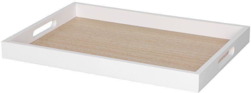 Decorative tray, white, 3 x 35 x 25 cm