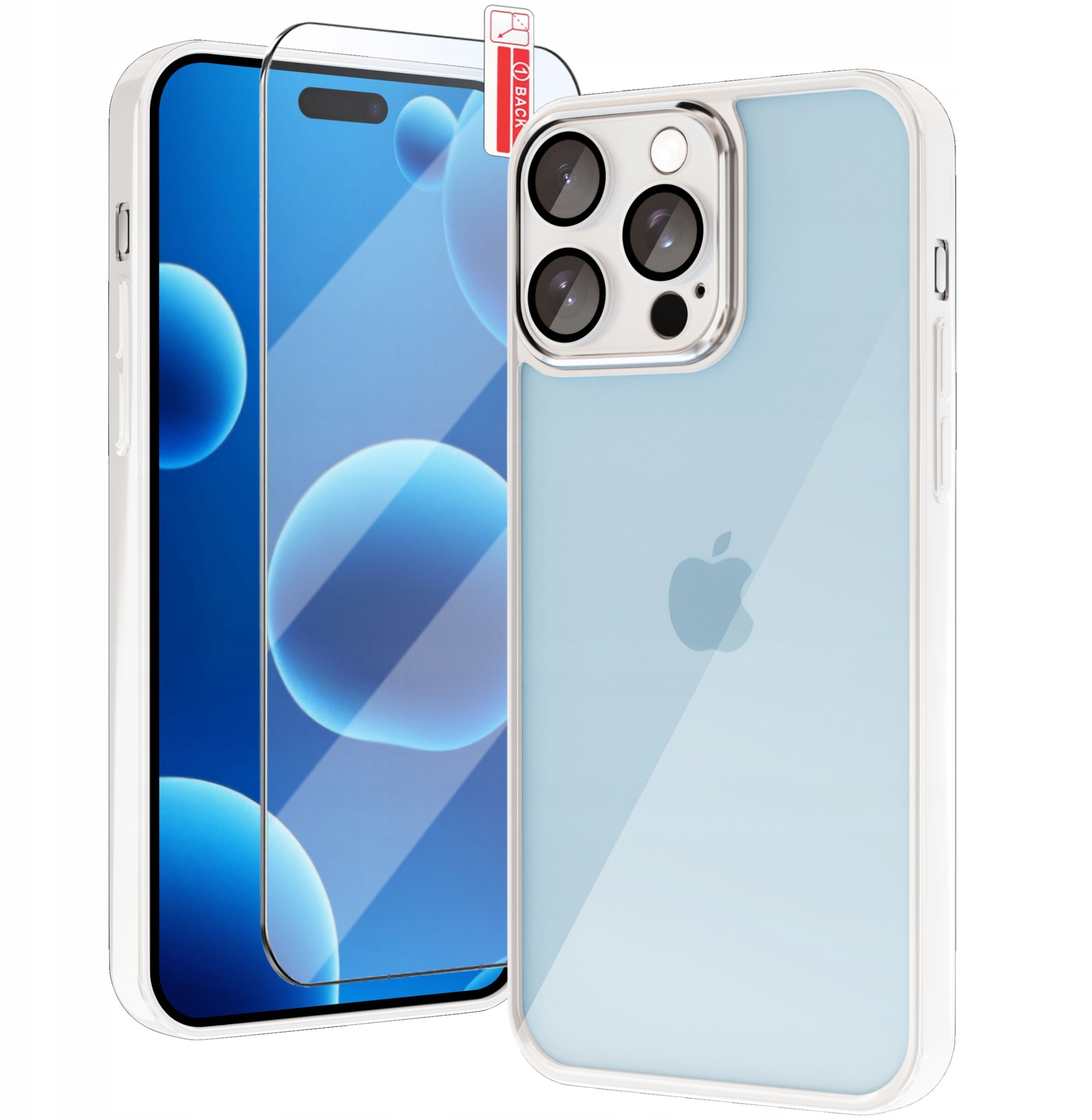 Etui do iPhone 15 Pro Max WZMACNIANE CLEAR CASE Przeźroczyste + Szkło 9H