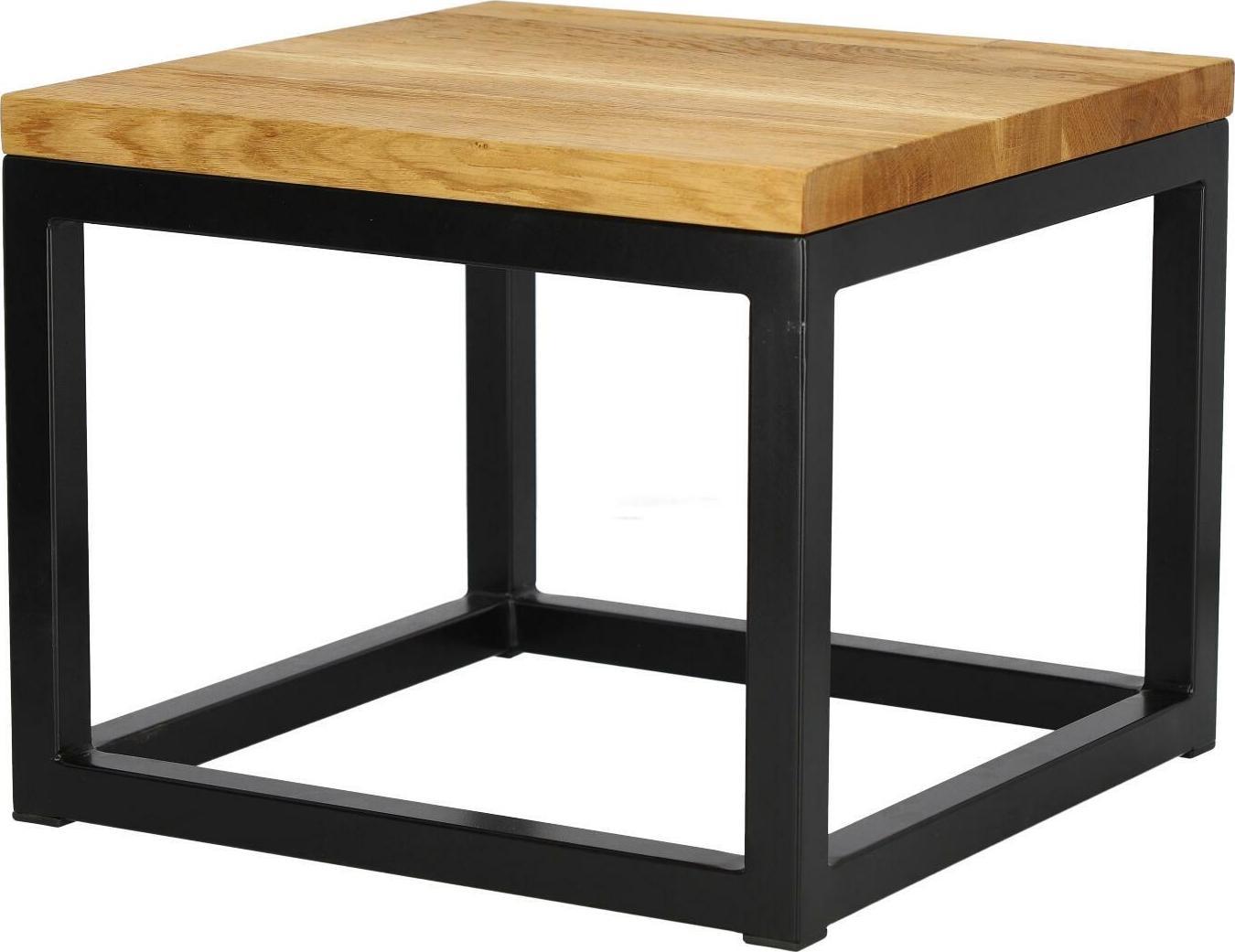 Maduu Studio Stolik Cube 45x45 czarny profil 30 mm blat olejowany dąb szczotkowany
