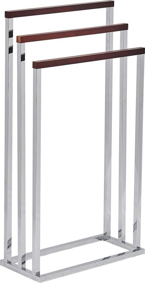 Beliani Stojak na ręczniki 45 x 84 cm srebrny z ciemnym drewnem CHARRAS!