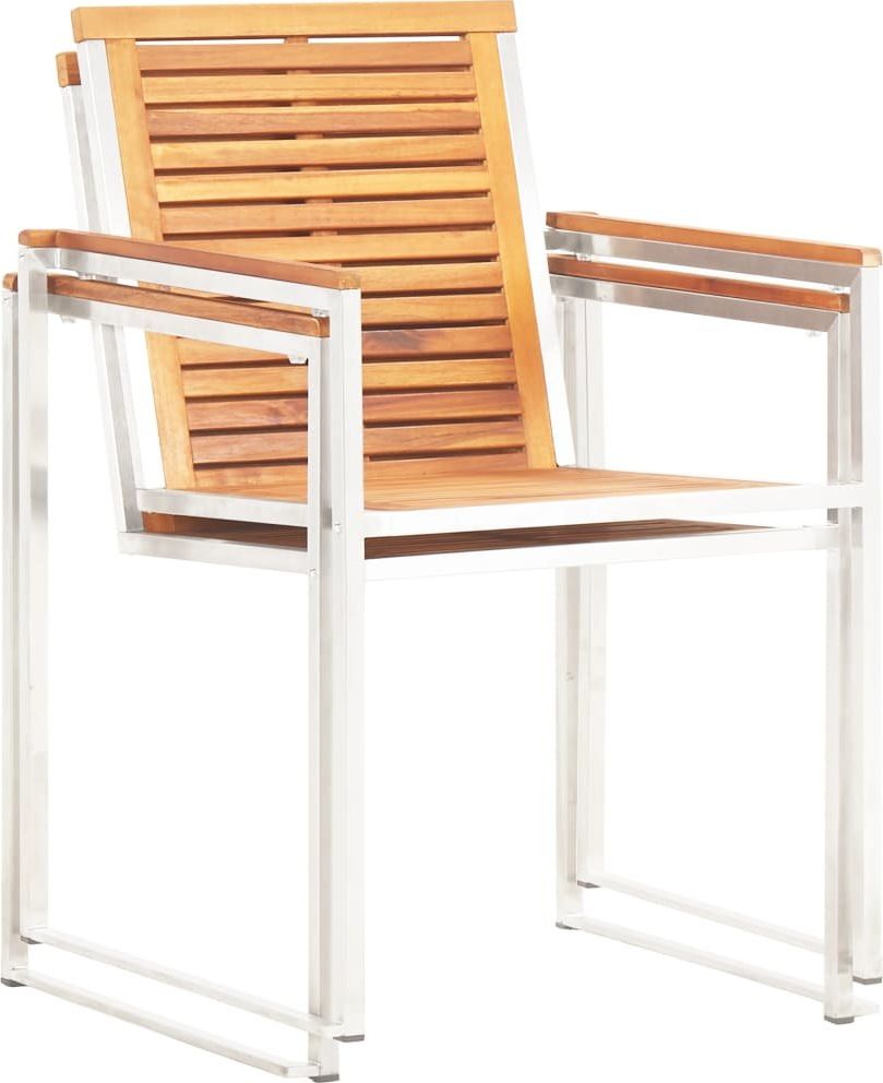 vidaXL krzesła ogrodowe, 2 sztuki, lite drewno akacjowe, stal nierdzewna (46495)