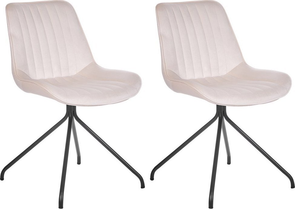 Beliani Zestaw 2 krzeseł do jadalni welurowy beżowy NAVASOTA