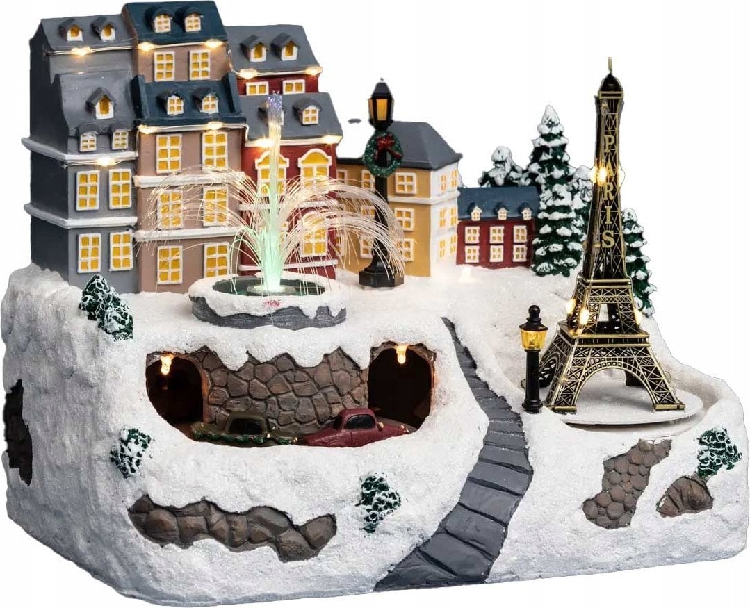 Dekoracja świąteczna Fééric Lights and Christmas Ruchoma scenka zimowa z wieżą Eiffla