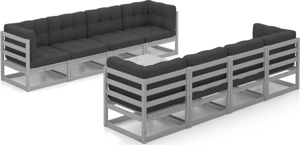 vidaXL 9-cz. zestaw wypoczynkowy do ogrodu, z poduszkami, lita sosna