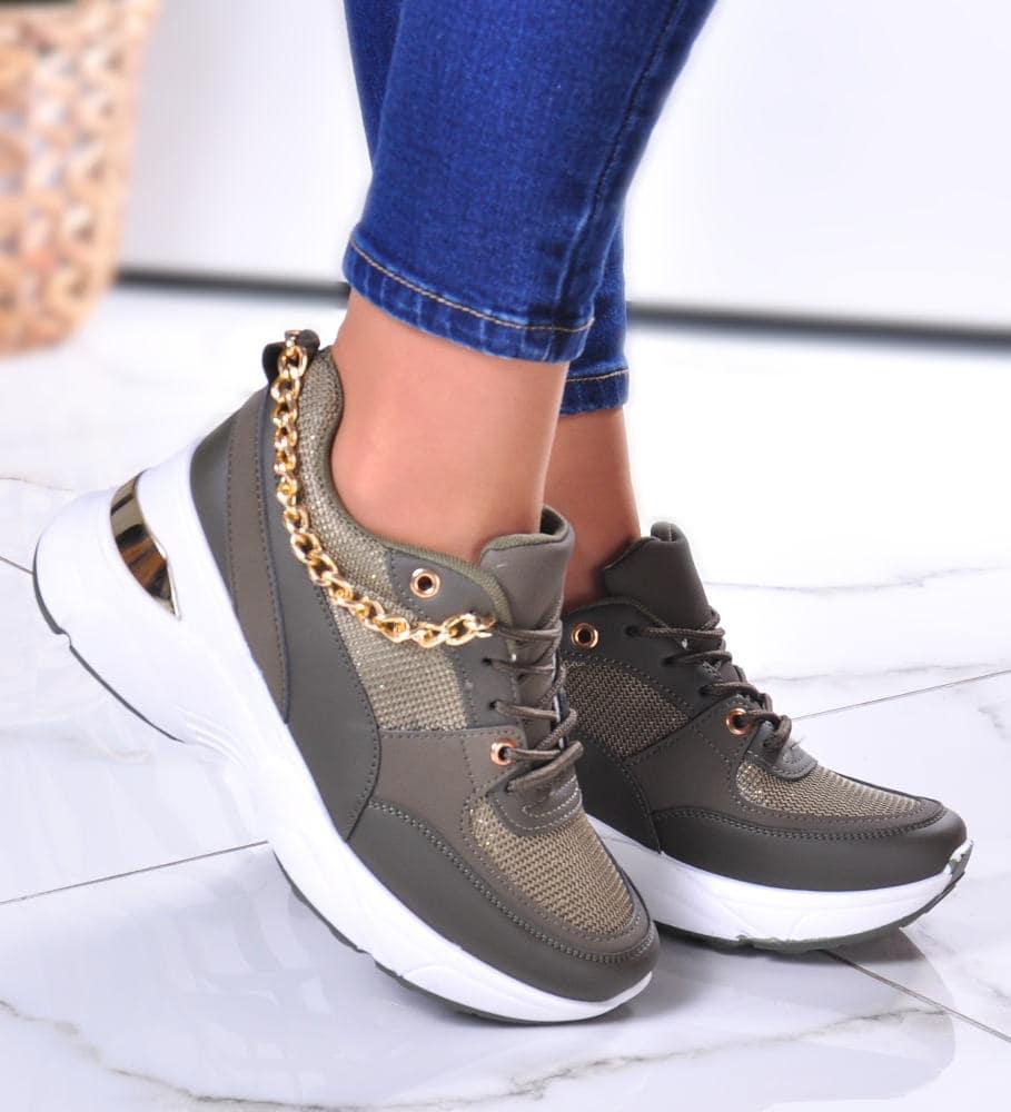 Zielone buty sportowe sneakersy na koturnie /C5-2 10922 W483/ 37