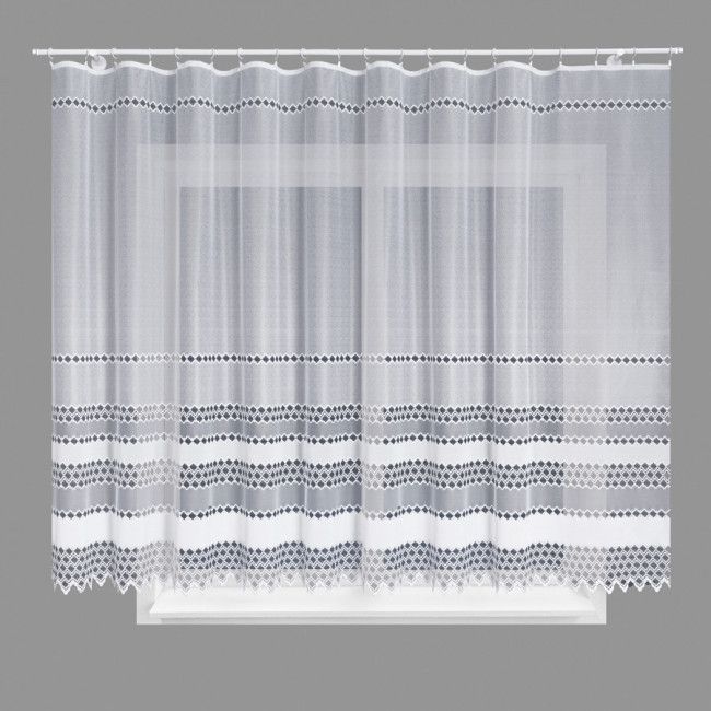 Markizeta Firanka biała żakardowa pasowa 018669 wys. 180 cm.