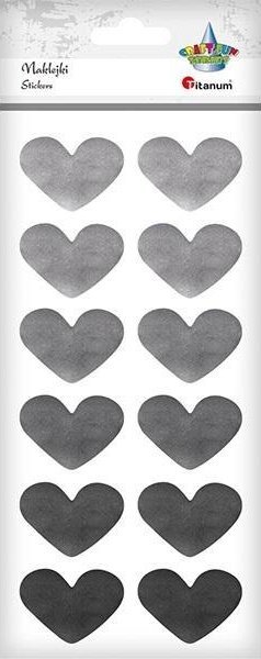 Titanum Naklejki foliowe serca srebrne 12szt.