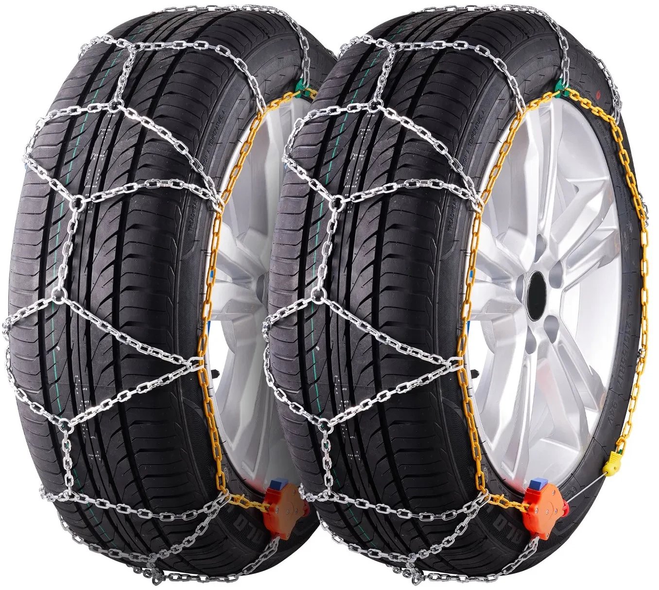 Łańcuchy śniegowe 2 szt. stalowe uniwersalne do opon srebrne