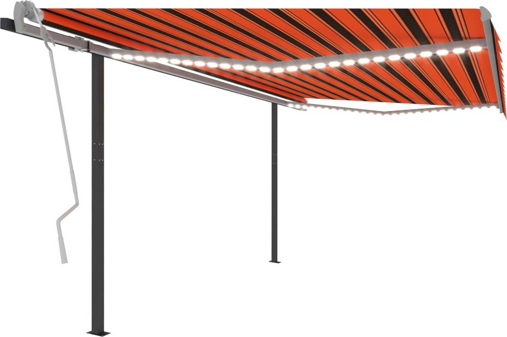 vidaXL Ręcznie zwijana markiza z LED, 4x3 m, pomarańczowo-brązowa