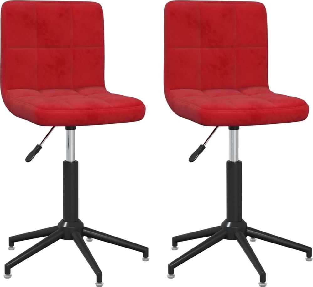 vidaXL Obrotowe krzesła stołowe, 2 szt., winna czerwień, aksamitne