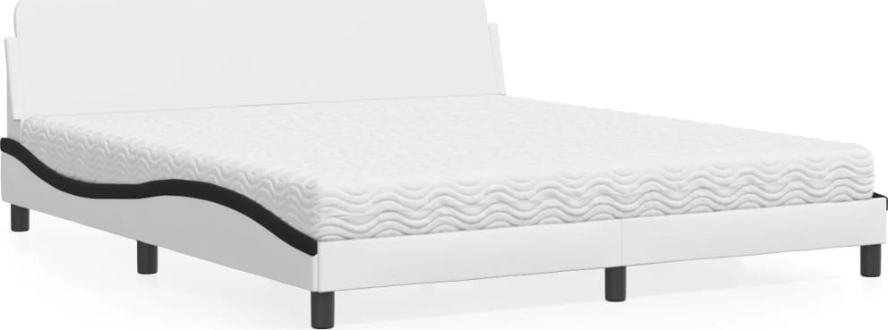 vidaXL Łóżko z materacem, biało-czarne, 180x200 cm, sztuczna skóra