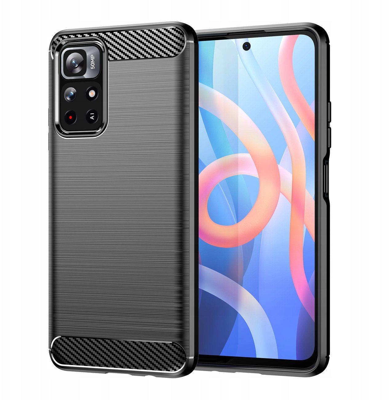 Carbon Case elastyczne etui pokrowiec Xiaomi Redmi Note 11 czarny