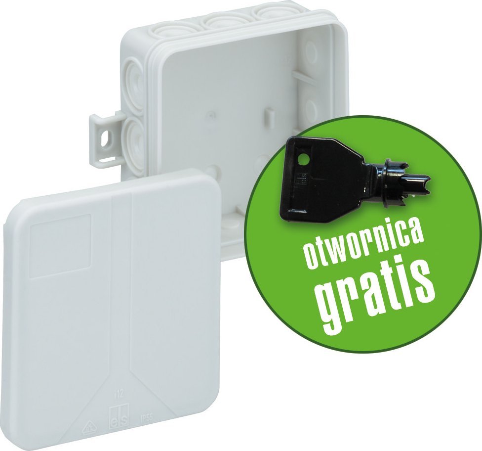 SPELSBERG Puszka natynkowa z tworzywa, I 12-L 85x85x37 IP55, biała, pusta (bez zacisków) dla 2,5 mm2