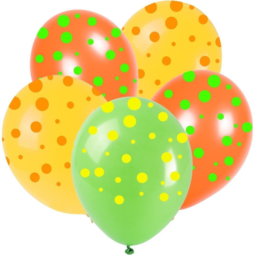 Arpex Balony neonowe kropki 28cm 5szt
