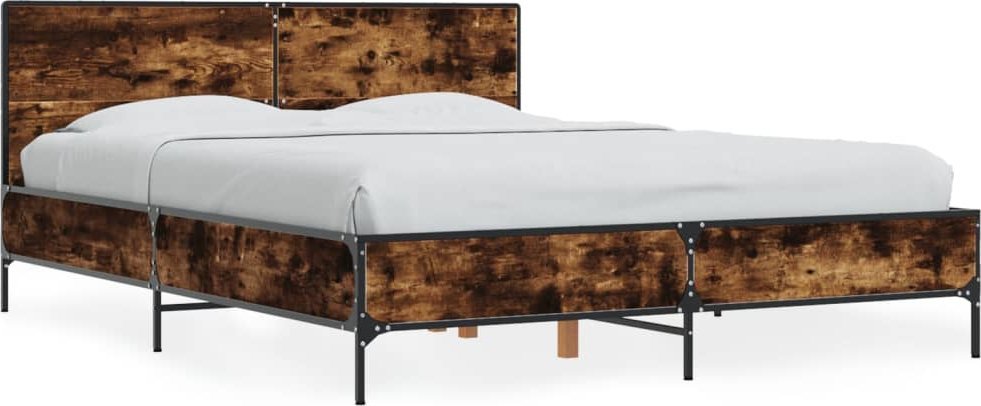 vidaXL Rama łóżka, przydymiony dąb, 120x190 cm