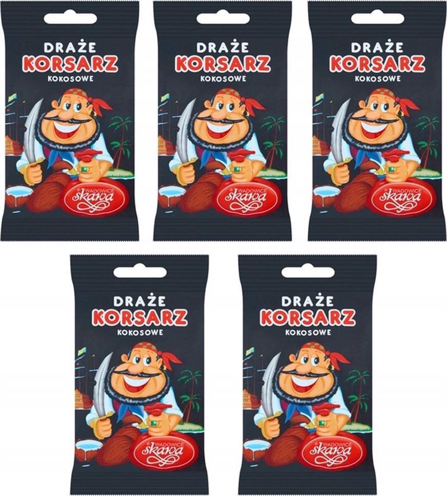 Wadowice Skawa Korsarz Draże kokosowe 70 g x 5 sztuk