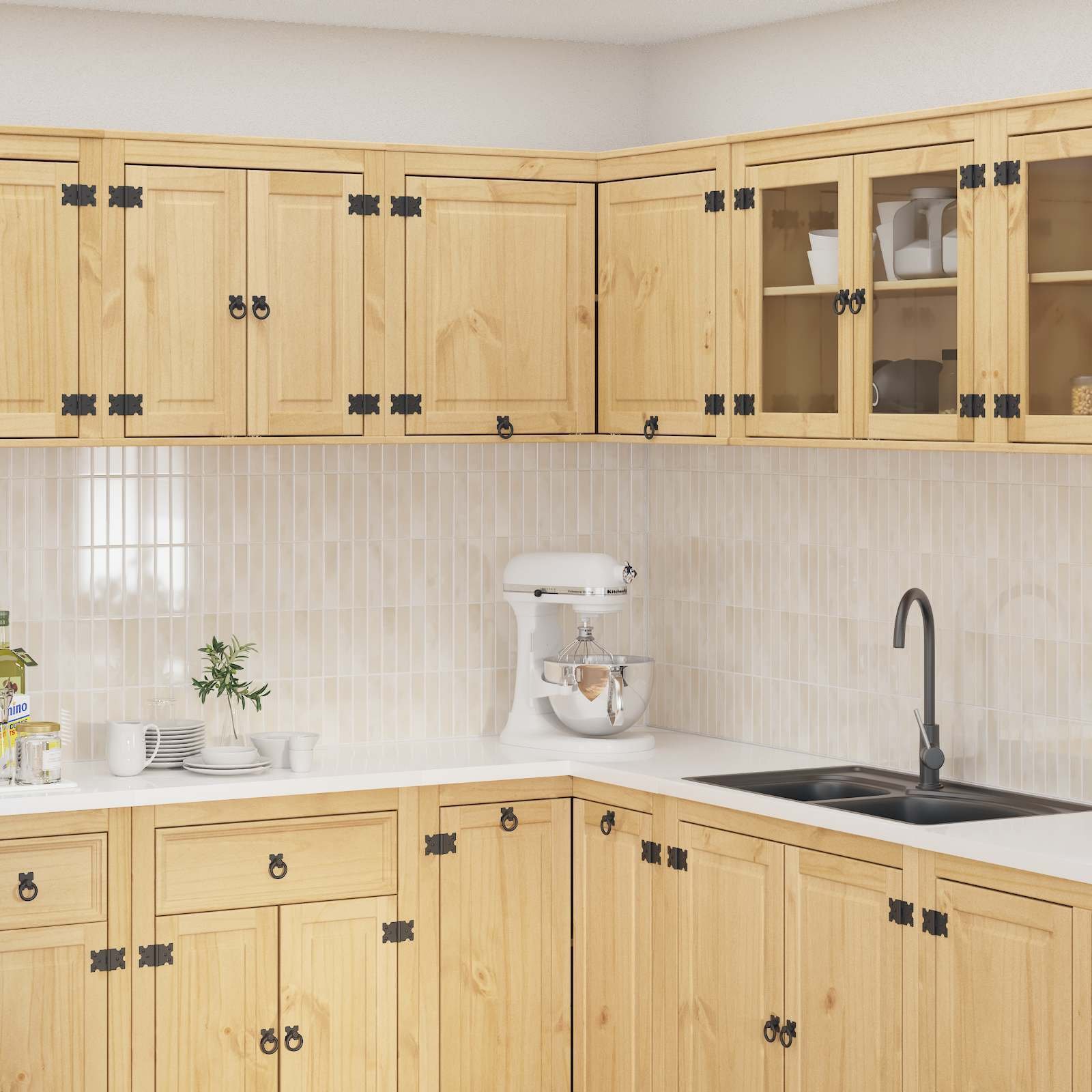 vidaXL Szafkowy z półką Miodowy 80 x 80 x 60 cm Lekkie sosnowe drewno