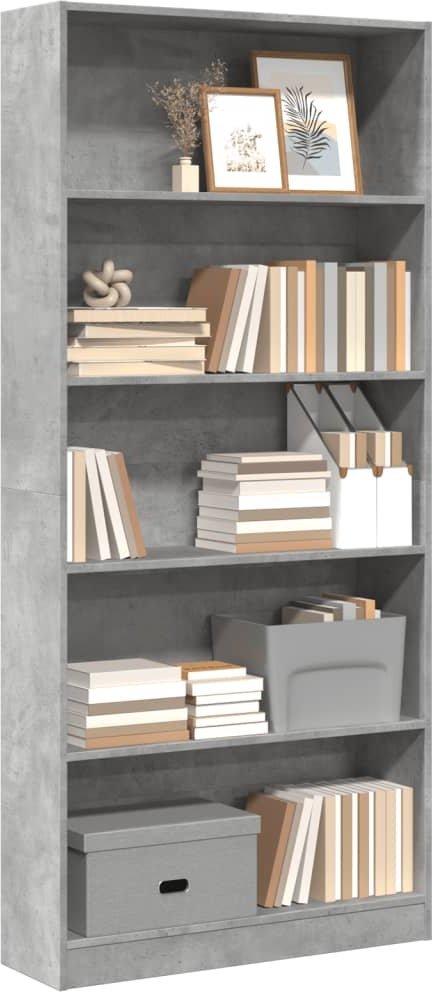 vidaXL Regał, szarość betonu, 80x24x176 cm, materiał drewnopochodny