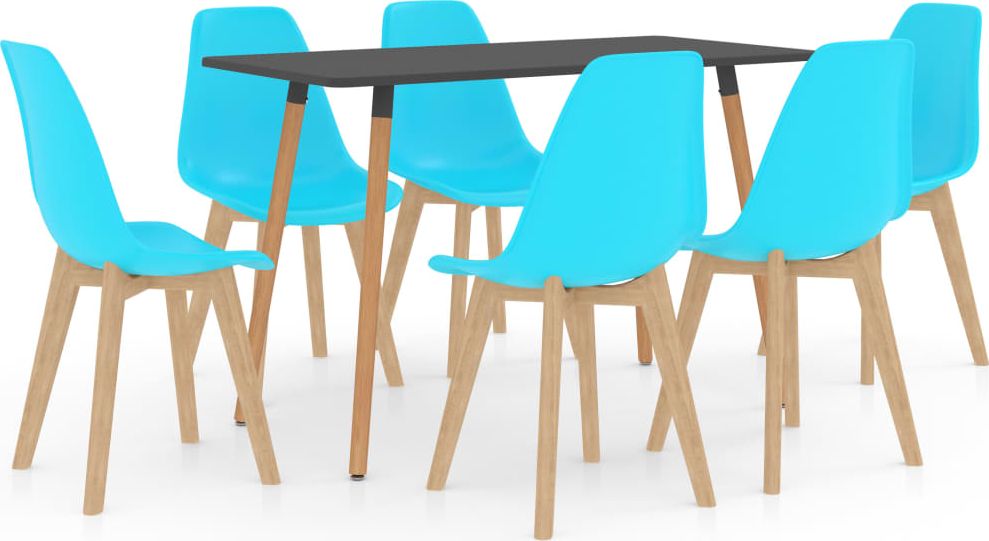 vidaXL 7-częściowy zestaw mebli jadalnianych, niebieski