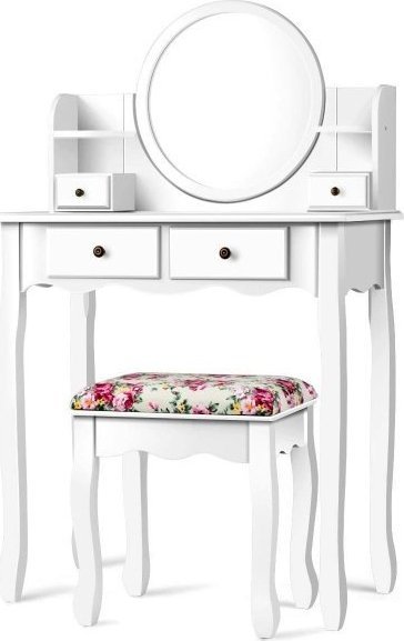 Costway Toaletka kosmetyczna z lustrem i taboretem