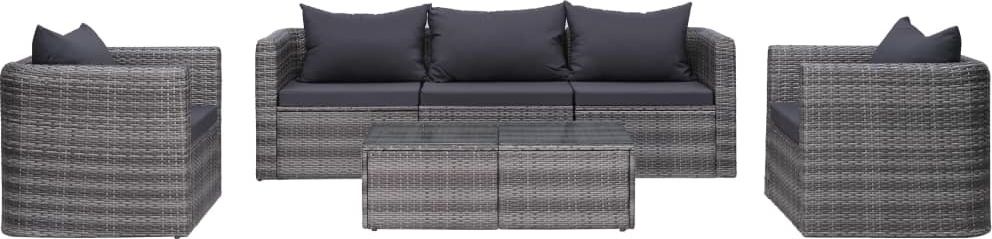 vidaXL 6 częściowy zestaw mebli do ogrodu z poduszkami, rattan PE, szary (44159)