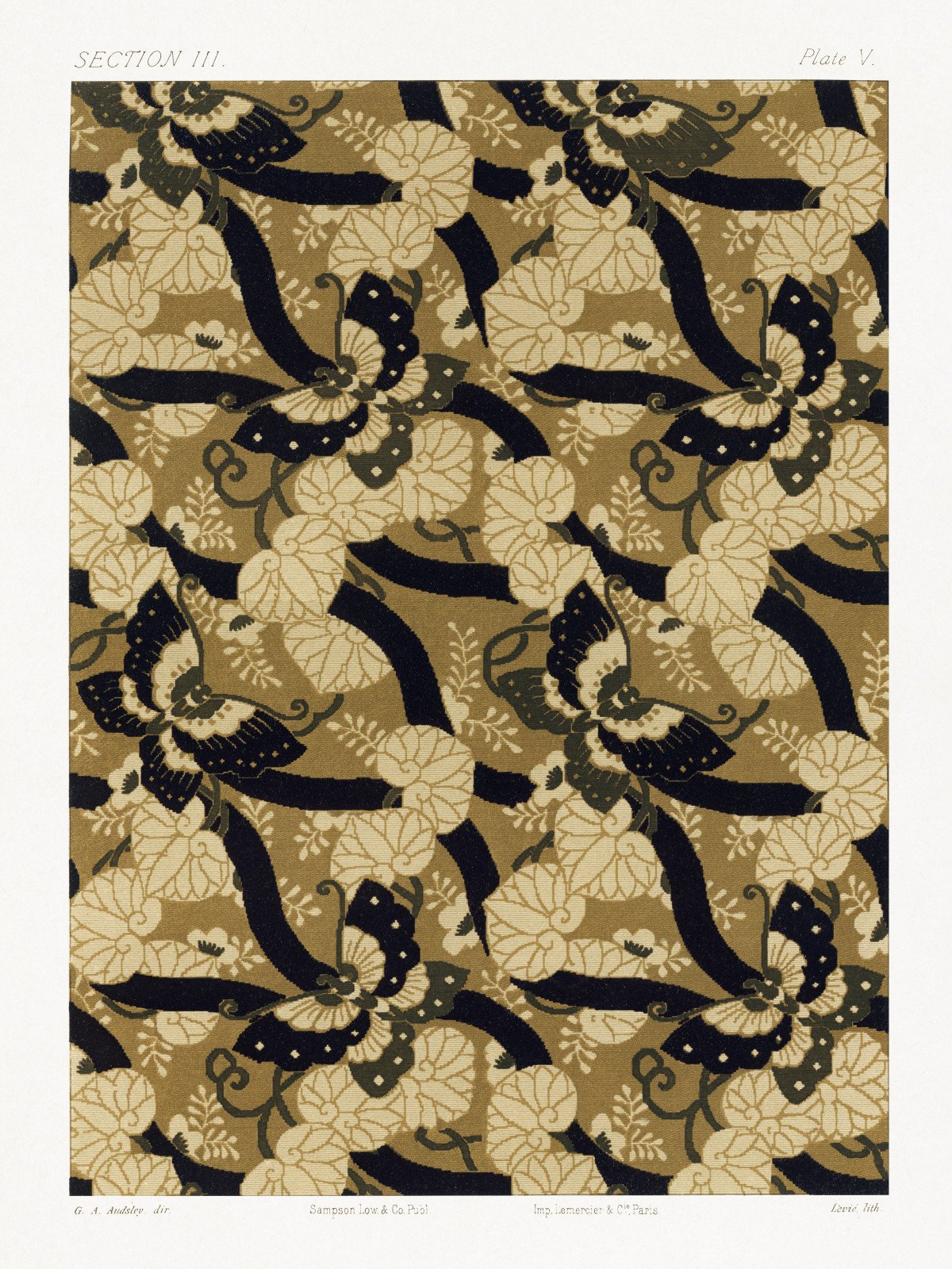 Plakat 60x80cm Wzór Wachlarza III, G.A. Audsley Vintage do Salonu