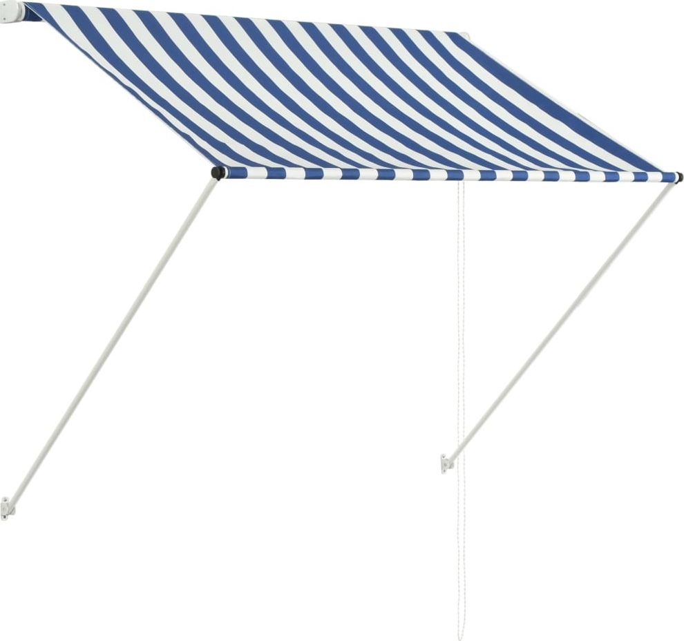 vidaXL Markiza zwijana, 150 x 150 cm, niebiesko-biała