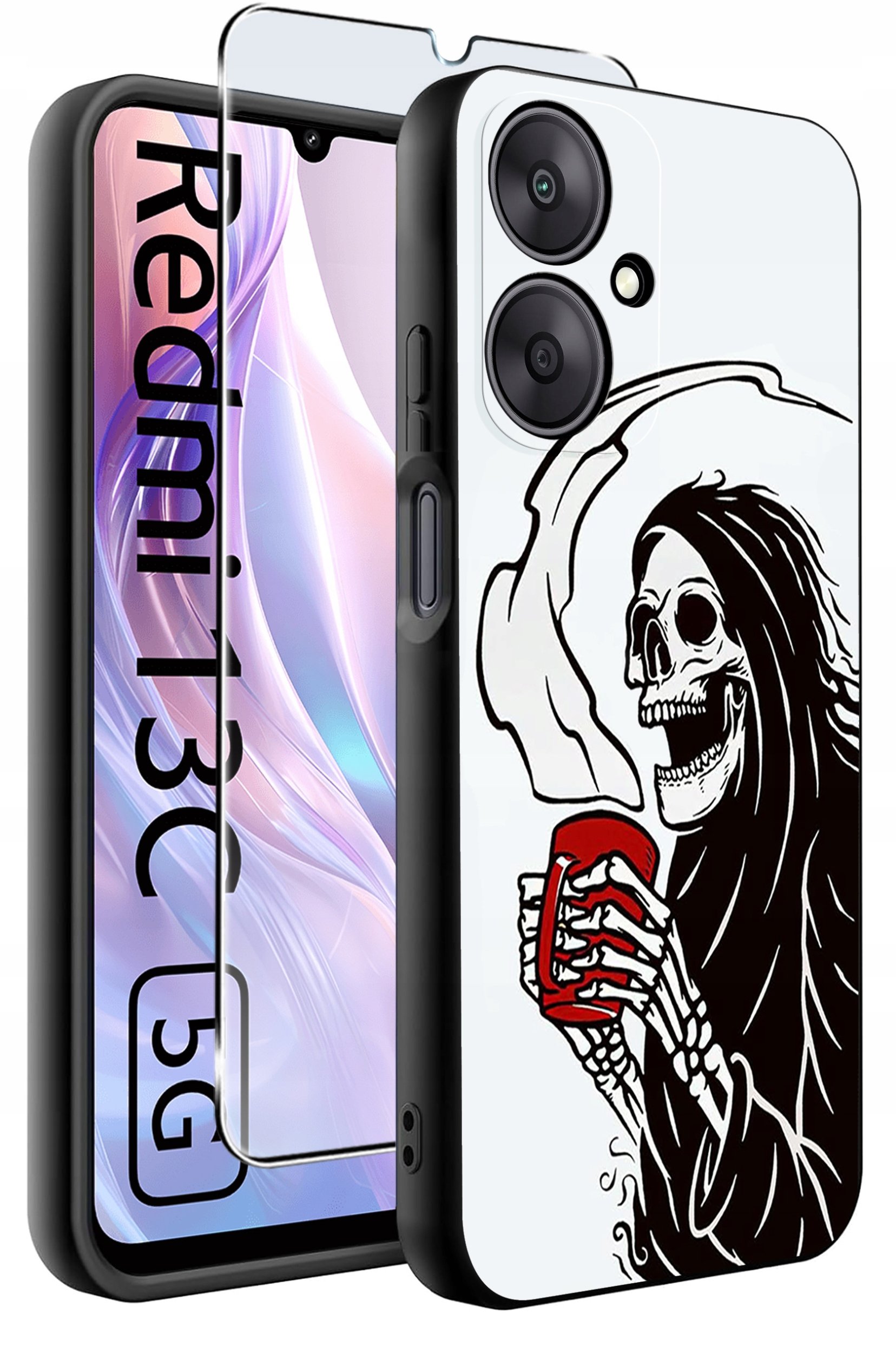 ETUI do Xiaomi Redmi 13C 5G WZORY |SILIKONOWE MATT CASE +SZKŁO HARTOWANE 9H