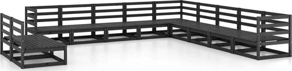 vidaXL 11-cz. zestaw wypoczynkowy do ogrodu, czarny, drewno sosnowe