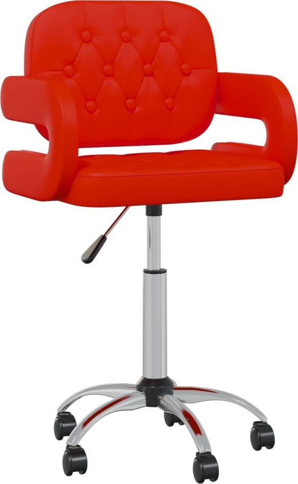 vidaXL Obrotowe krzesło stołowe, czerwone, obite sztuczną skórą