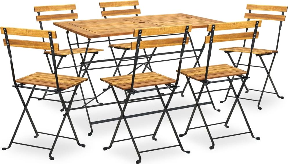 vidaXL 7-cz. zestaw składanych mebli ogrodowych lite drewno akacjowe