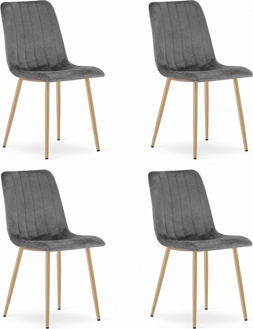 Leobert Krzesło LAVA - ciemny szary aksamit / nogi kolor drewna x 4