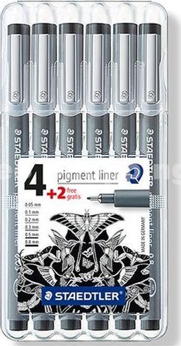 Staedtler Pisak z atramentem pigmentowym czarny 6 sztuk