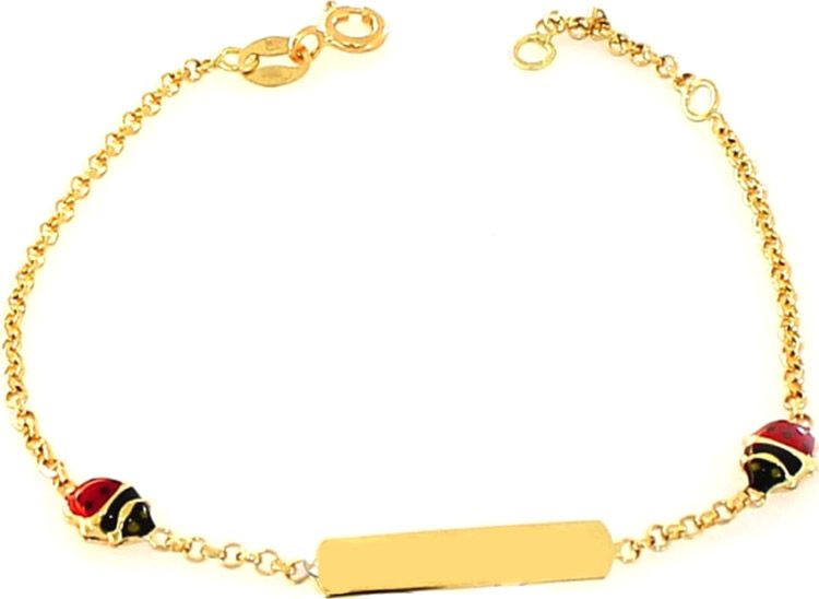 Lovrin ZŁOTA BRANSOLETKA DZIECIĘCA 585 BLASZKA Z BIEDRONKAMI