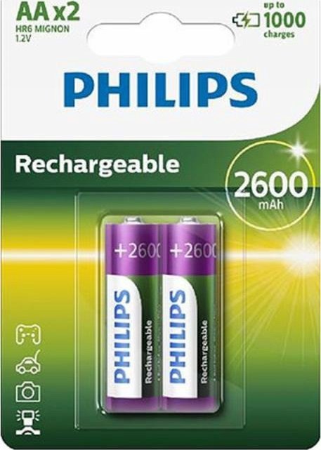 BATERIA PHILIPS AA LR6 BLISTER 2SZT AKUMULATOR 2600mAh Phil-R6B2A260/10