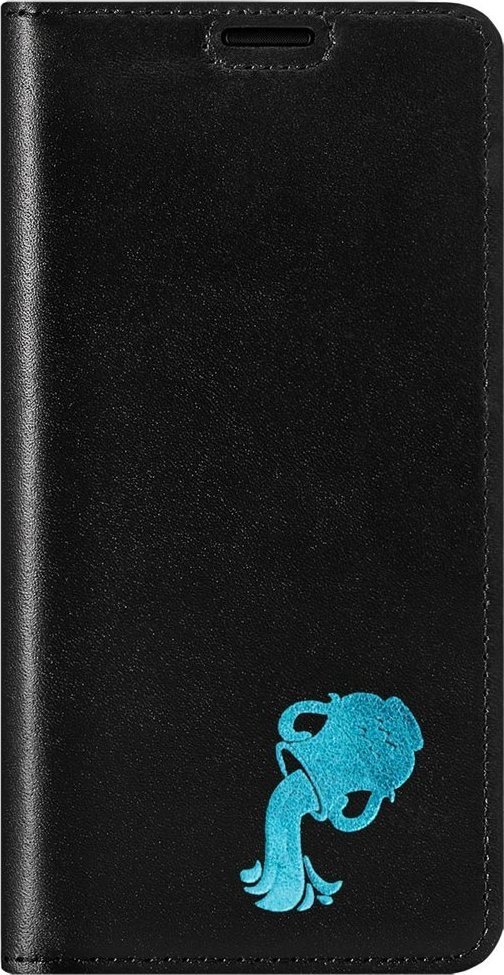 Surazo Etui na telefon skóra naturalna Smart magnet RFID - Costa Czarna - Turkusowy Wodnik Sony Xperia XZ2