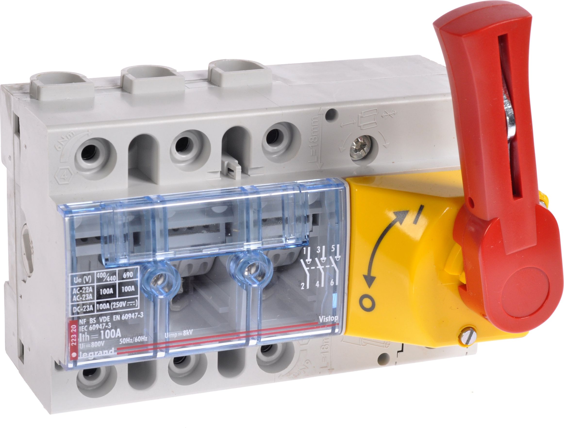 Legrand Rozłącznik izolacyjny Vistop 3P 100A frontowy czerwony (022320)