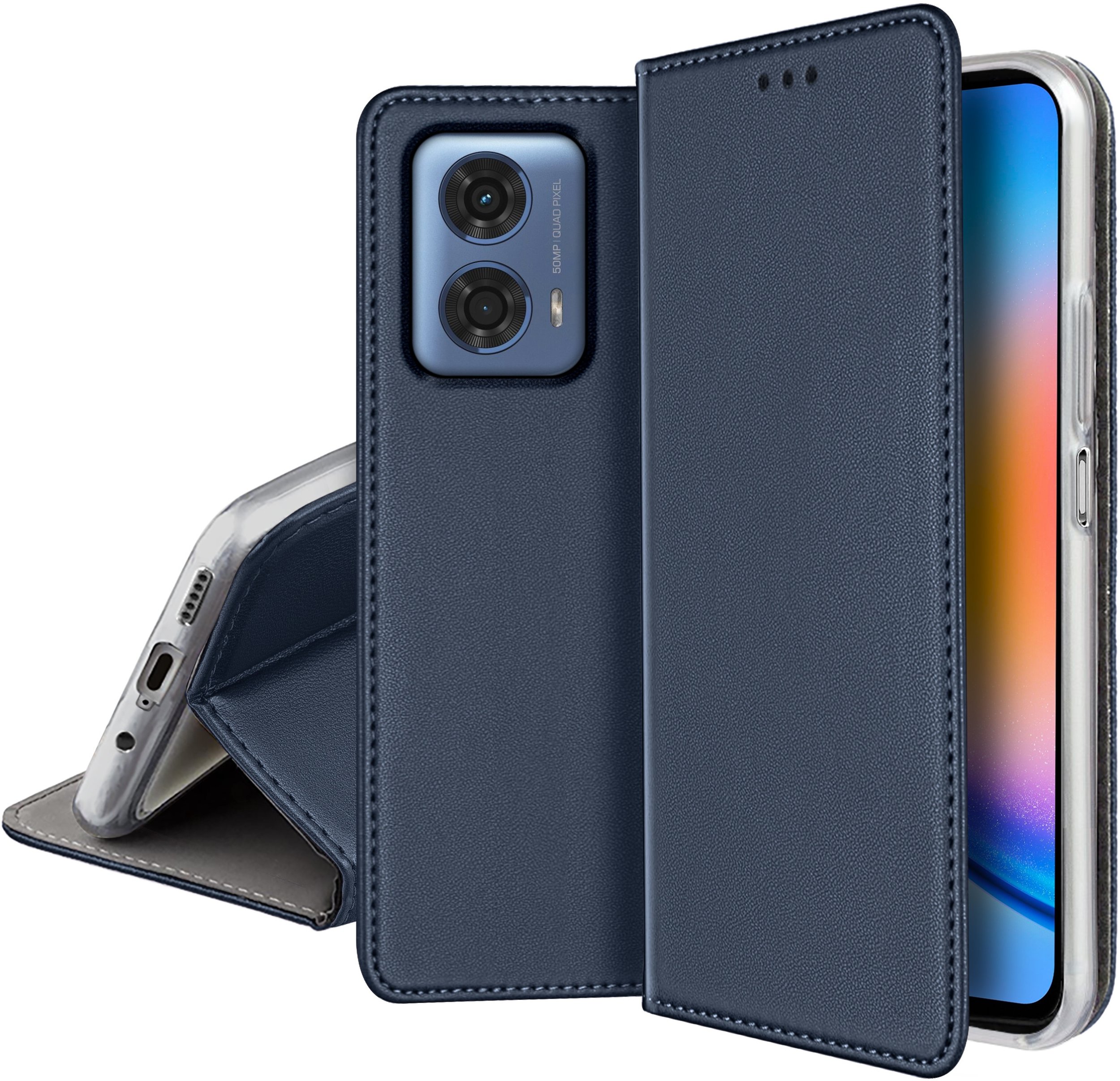 ETUI SKÓRZANE do MOTOROLA MOTO G34 5G MAGNETYCZNE BOOK CASE TOKRA SZKŁO 9H